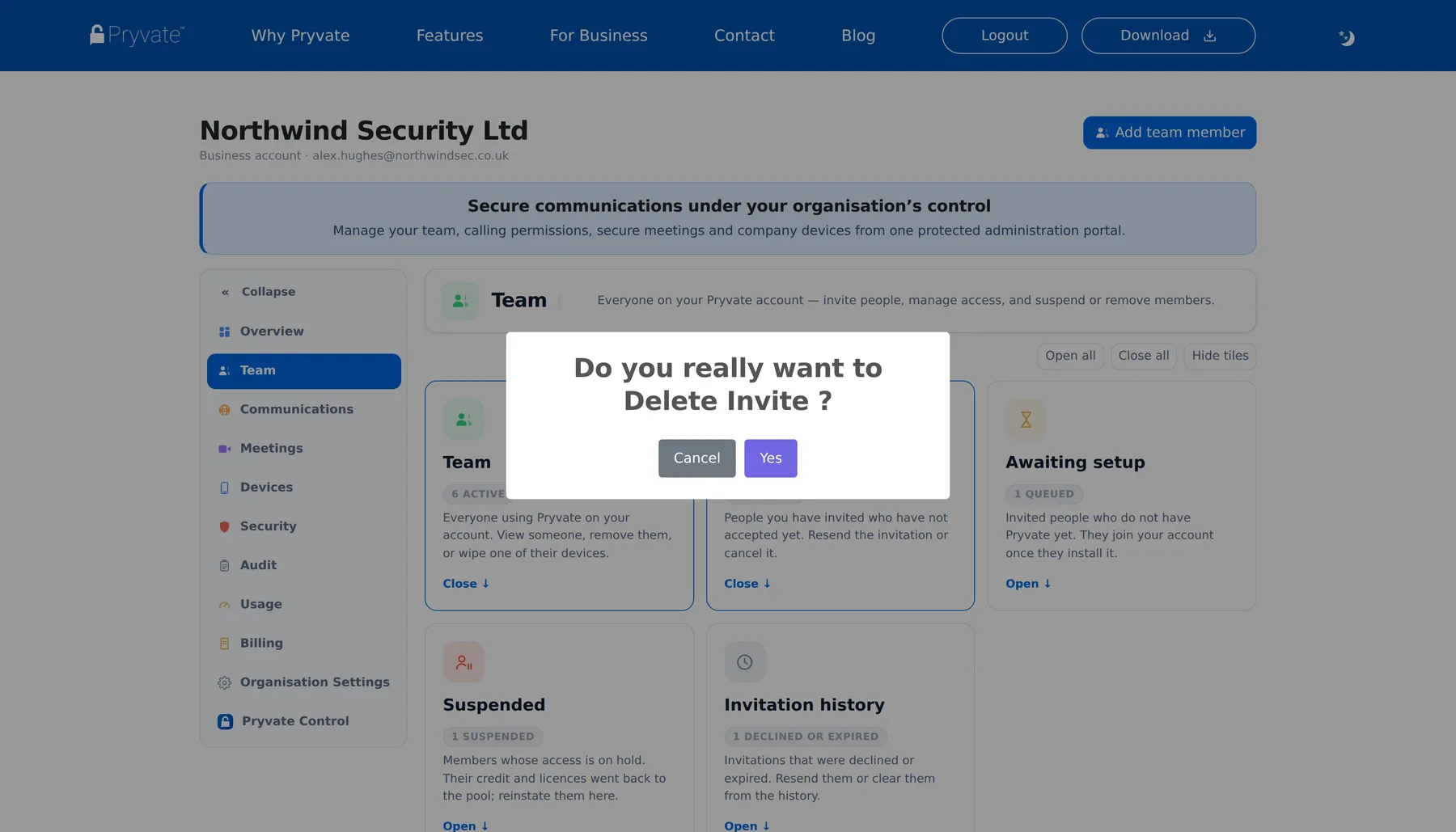 The delete-invitation confirmation.