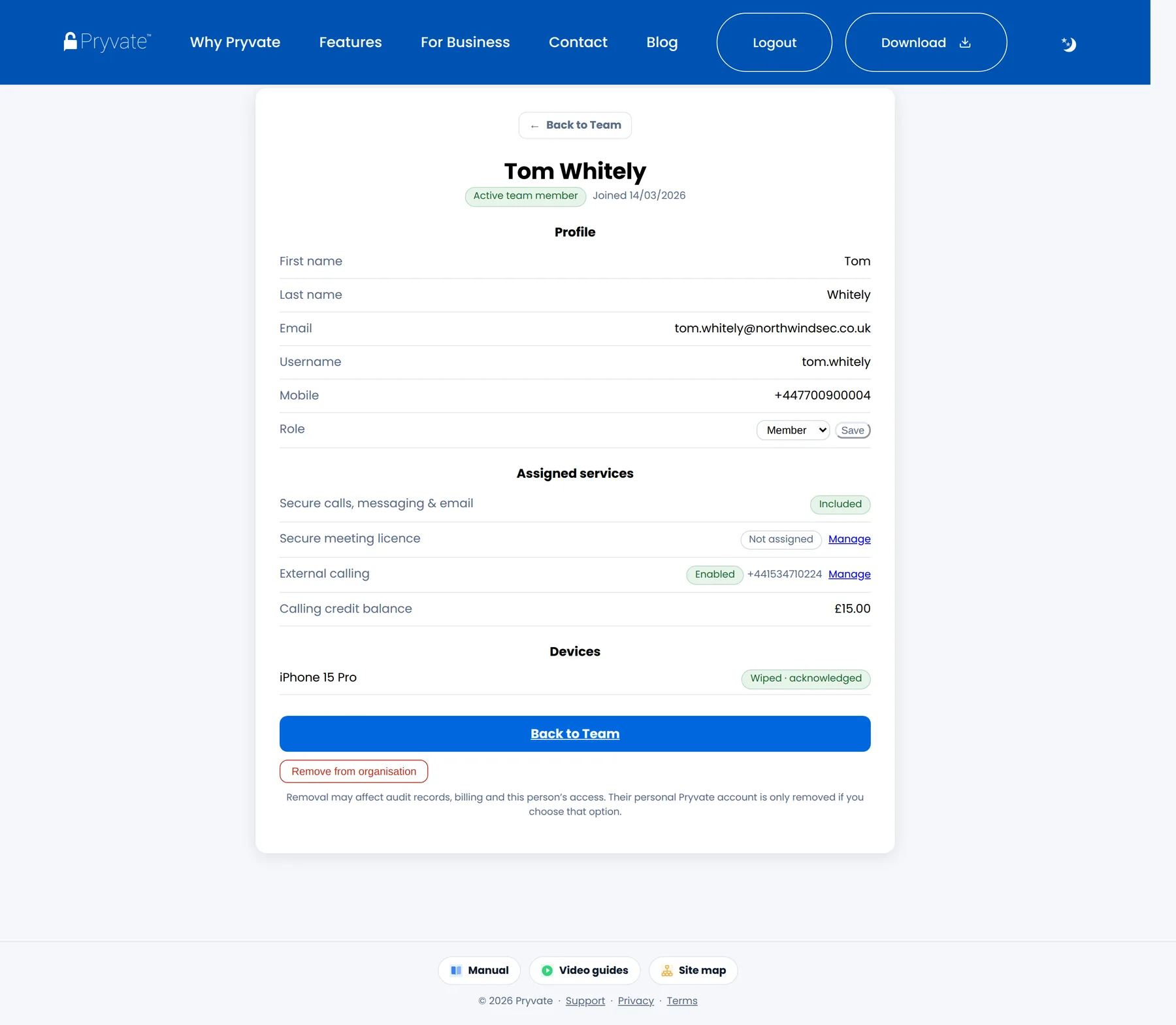 A member's profile page.